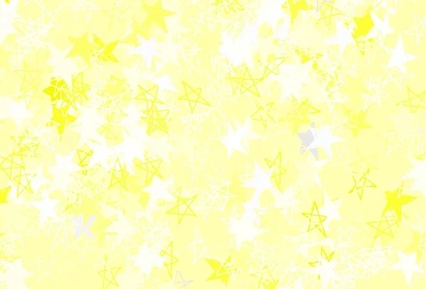 Fundo Vetorial Amarelo Claro Com Estrelas Pequenas Grandes Ilustração Brilhante — Vetor de Stock