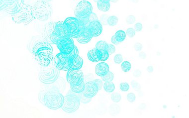 Açık mavi, yeşil vektör doğal arkaplan ve güller. Karalama tarzında çiçekli renkli bir çizim. İşiniz için yeni tasarım.