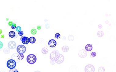 Küresel ışık çok renkli vektör deseni. Soyut arka planda bulanık kabarcıklar ve renkli gradyan. Fütürist reklamlar ve kitapçıklar için şablon.