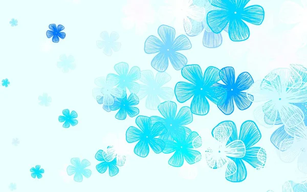 浅蓝色矢量涂鸦花纹 色彩斑斓的图画 花朵是涂鸦风格的 手绘网页设计 — 图库矢量图片