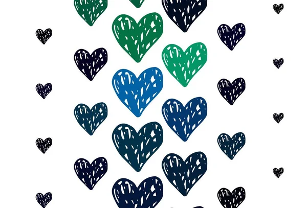 Ανοιχτό Μπλε Πράσινο Διανυσματικό Φόντο Καρδιές Έξυπνη Απεικόνιση Βαθμονομημένες Καρδιές — Διανυσματικό Αρχείο