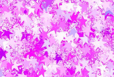 Parlak yıldızlı açık pembe vektör düzeni. Renkli yıldızlı soyut çizimler. İş ilanınız için akıllı tasarım.