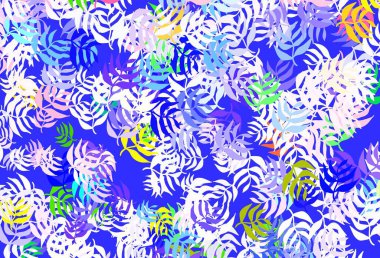 Yapraklı ışık çok renkli vektör deseni. Karalama tarzında yaprakları olan belirsiz bir çizim. Çocuk kitapları için renkli desen.