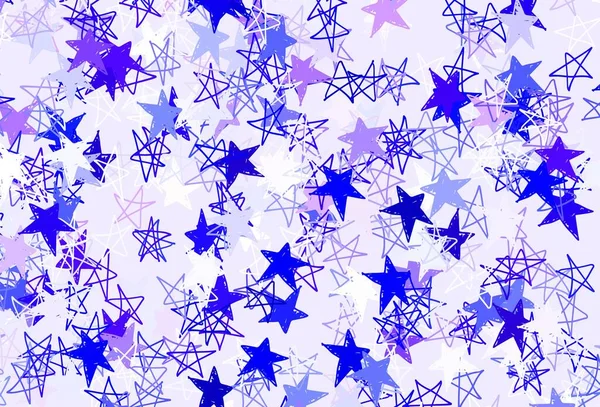 ライトピンク 大小の星と青のベクトル背景 星と輝く色のイラスト 占星術のウェブサイトのパターン — ストックベクタ