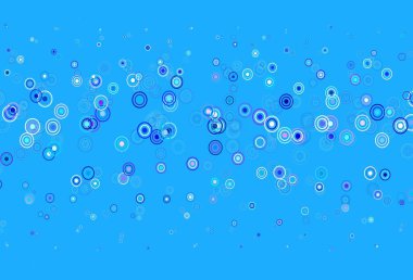 Açık pembe, küreli mavi vektör deseni. Doğa tarzında renkli baloncuklu soyut illüstrasyon. Marka kitabınız için yeni şablon.