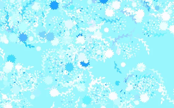Світло Blue Векторний Каракулі Фон Квітами Трояндами Квіти Каракулі Білому — стоковий вектор