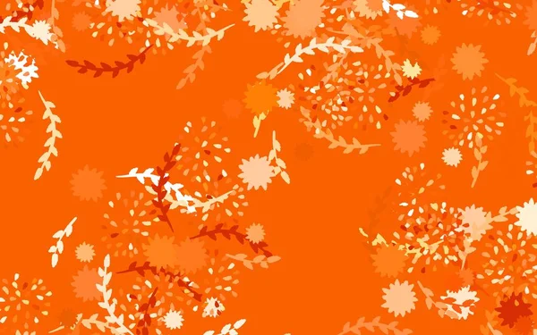 Light Orange Vektor Abstrakten Hintergrund Mit Blumen Rosen Skizzenhafte Kritzelblumen — Stockvektor