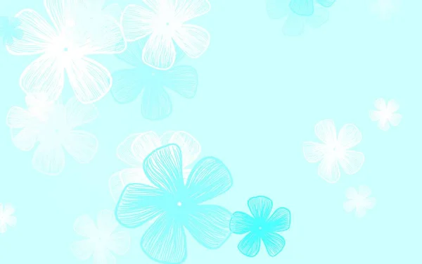 Lichtblauwe Groene Vector Doodle Achtergrond Met Bloemen Een Elegante Heldere — Stockvector