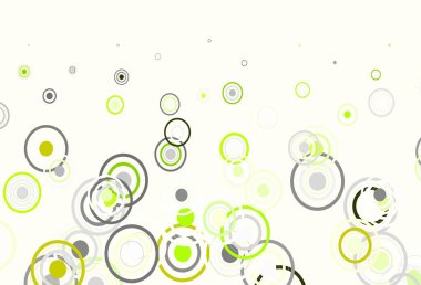 Çemberli, çizgili açık yeşil vektör şablonu. Parlak renkli soyut çemberler ve çizgiler çizilmiş bir resim. Marka kitabınız için yeni şablon.