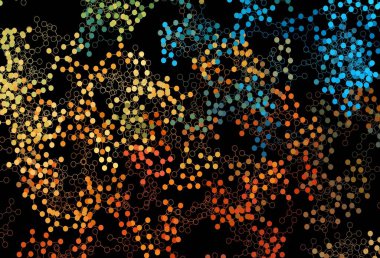 Koyu mavi, sarı vektör arkaplan ve yapay zeka verileri. Yapay zeka bağlantılarıyla basit bir şekilde renkli tasarım. Siber yeniliklerin tasviri için tasarım.