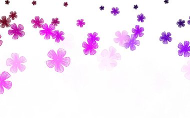 Açık pembe vektör desenli çiçekler. Çiçeklerle karalama tarzında renkli çizimler. Tasarımınız için yeni şablon.