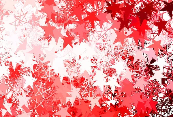 Светло Розовый Красный Вектор Маленькими Большими Звездами Сияющая Цветная Иллюстрация — стоковый вектор