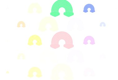 Açık Pembe, sarı vektör arkaplan, gökkuşağı, bulutlar. Gökkuşağı ve bulut şekilli dekoratif çizimler. Olayları desteklemek için tasarım.