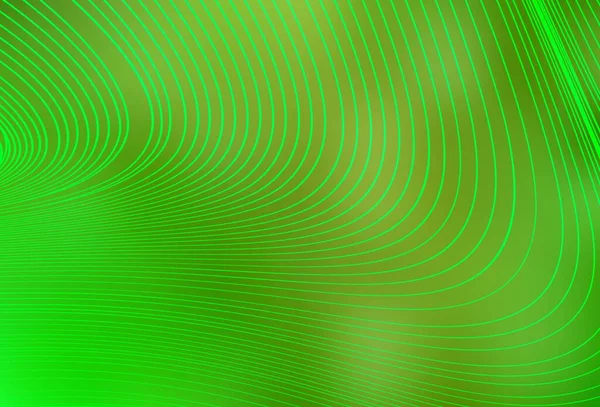 Verde Claro Fondo Vector Amarillo Con Líneas Curvas Ilustración Abstracta — Vector de stock