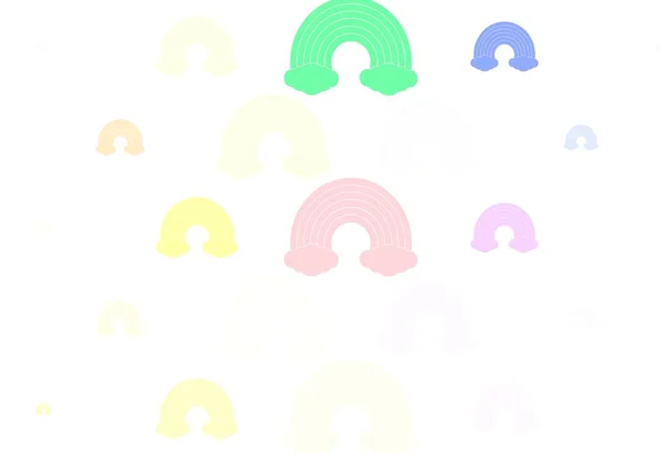 Светло Розовый Желтый Радугой Облаками Декоративная Иллюстрация Радугой Облачные Формы — стоковый вектор