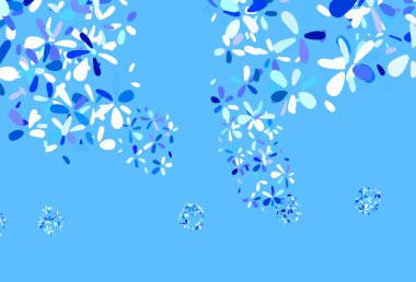 Açık pembe, yapraklı mavi vektör deseni. Bulanık arkaplanda, gradyanı olan yapraklar. Tasarımınız için yeni şablon.