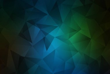 Koyu mavi, yeşil vektör eğimli şablon. Çokgen şekilli bir örnek. İşiniz için yepyeni bir tasarım..