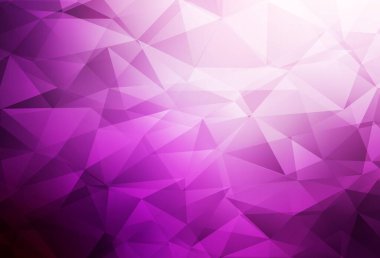 Açık pembe vektör soyut mozaik arkaplan. Üçgenlerden oluşan parlayan çokgen çizimler. İşiniz için en iyi üçgen tasarım.