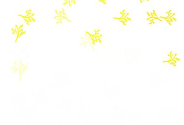 Açık sarı vektör karalama şablonu. Origami tarzında yaprak ve dalların karalama çizimi. Çocuk kitapları için renkli desen.