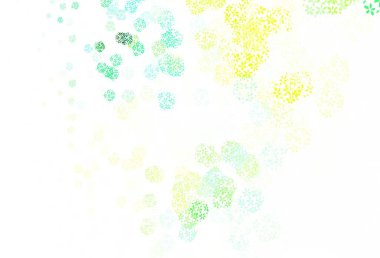 Açık mavi, yeşil vektör yapraklı karalama arkaplanı. Soyut şablondaki karalamalarla dekoratif illüstrasyon. Web ve broşürler için elle boyanmış tasarım.