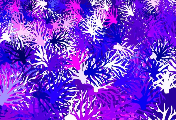Светло Фиолетовый Розовый Вектор Ветвями Нечеткие Каракули Белом Фоне Красочный — стоковый вектор