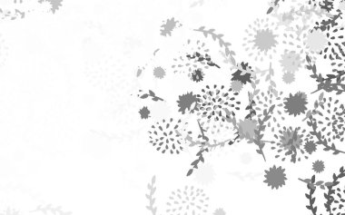 Açık gri vektör zarif duvar kâğıdı, çiçekli, güllü. Çiçeklerle karalama tarzında renkli çizimler. Çocuk kitapları için renkli desen.