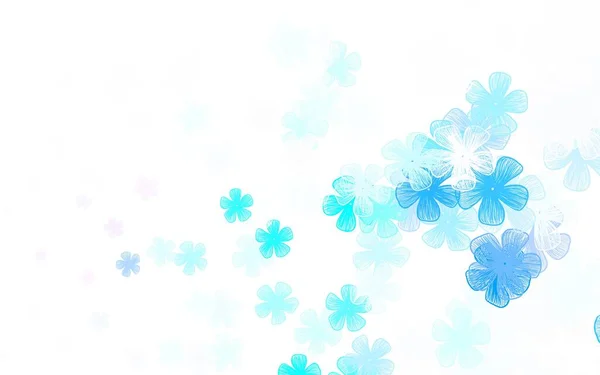 Светло Синий Вектор Элегантный Узор Цветами Эскизные Цветки Белом Фоне — стоковый вектор