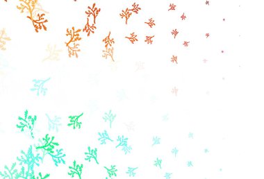 Açık yeşil, kırmızı vektör, dallı doğal zemin. Origami tarzında yaprak ve dalların karalama çizimi. Web siteniz için Doodle tasarımı.