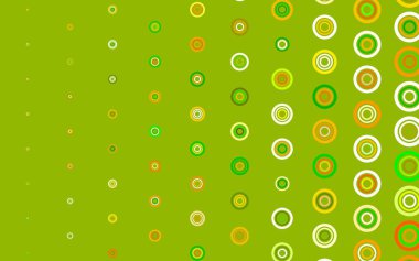 Açık yeşil, daireli sarı vektör şablonu. Parlak renkli soyut çemberlerin olduğu bir resim. Duvar kağıtlarının dokusu için desen.