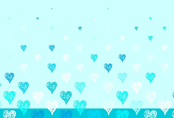 Light Blue Green Vector Background Shining Hearts Beautiful Abstract Hearts — Stock Vector