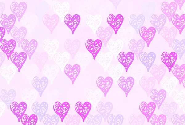 Luz Púrpura Fondo Vectorial Rosa Con Corazones Brillantes Diseño Decorativo — Vector de stock