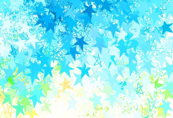 Azul Claro Layout Vetorial Amarelo Com Estrelas Brilhantes Projeto Decorativo — Vetor de Stock