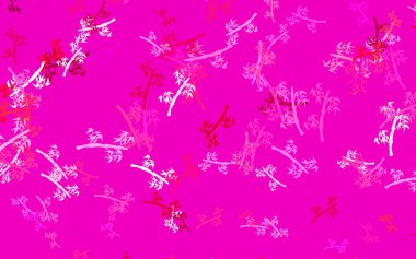 Açık Mor, dallı pembe vektör soyut tasarımı. Yapraklar ve dallarla karalama tarzında renkli çizimler. Marka kitabınız için yeni şablon.