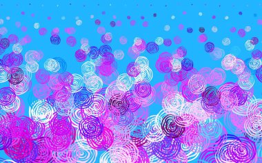 Açık pembe, güllü mavi vektör karalama arkaplanı. Karalama tarzında çiçekli renkli bir çizim. Web siteniz için Doodle tasarımı.