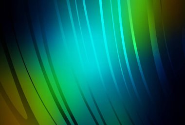 Koyu mavi, bükülmüş çizgileri olan sarı vektör düzeni. Kavisli çizgilerden oluşan parlak bir illüstrasyon. Web siteniz için soyut tasarım.