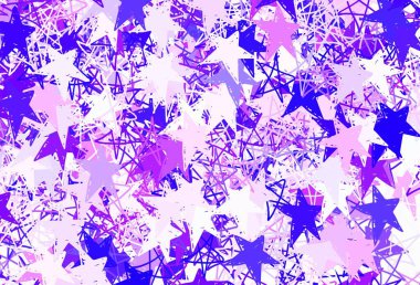 Parlak yıldızlı açık kırmızı vektör düzeni. Soyut şablondaki yıldızlarla dekoratif parlak illüstrasyon. Kozmik arkaplanlar için şablon.