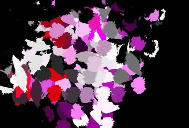 Memphis şekilli koyu mor vektör arkaplan. Renkli rastgele şekillerle modern soyut illüstrasyon. Duvar kağıtları için zarif tasarım.