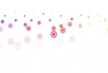 Açık Kırmızı, çemberli sarı vektör şablonu, çizgiler. Renkli noktalı modern soyut çizimler. Duvar kağıtlarının dokusu için desen.