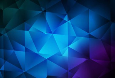 Koyu pembe, Mavi vektör çokgen çizimi. Zarif üçgenleri olan soyut çizimler. İş tasarımınız için yepyeni bir tarz.