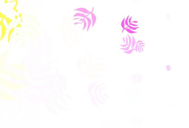 Açık pembe, sarı vektör karalama çizimi yapraklarla. Yapraklı karalama tarzında yeni renkli çizimler. İşiniz için en iyi tasarım..