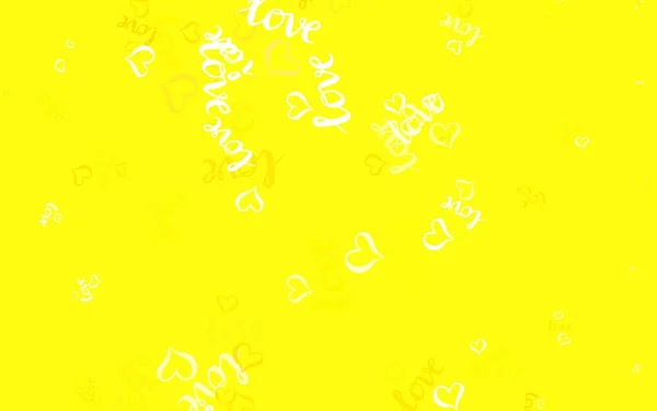 Patrón Vector Amarillo Claro Con Corazones Coloridos Diseño Decorativo Con — Vector de stock