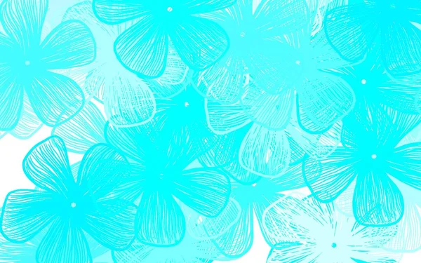 浅蓝色的矢量自然的艺术与花卉素描涂鸦花的白色背景 为你的网站设计涂鸦 — 图库矢量图片