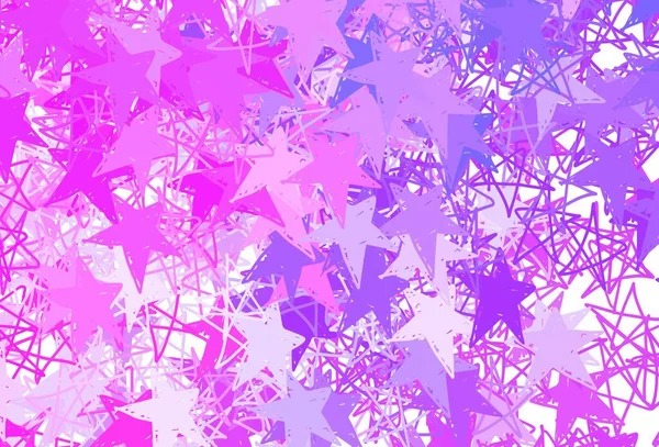 Light Purple Pink Vector Pattern Christmas Stars Glitter Abstract Illustration — Stock Vector