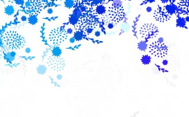 Açık pembe, mavi vektör soyut desenli çiçekler, güller. Beyaz arka planda gradyanı olan çiçekler. Web siteniz için Doodle tasarımı.