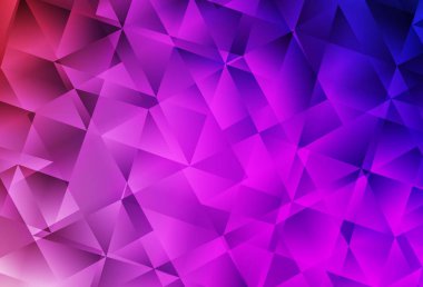 Açık Mor, pembe vektör üçgen mozaik arka plan. Çokgen tarzda tamamen yeni bir renk çizimi. İş tasarımınız için yepyeni bir tarz.