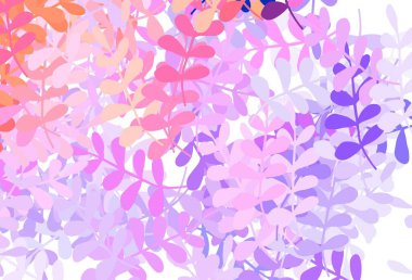 Açık pembe, yapraklı kırmızı vektör deseni. Origami tarzındaki yaprakların gradyanlı karalama çizimi. Web siteniz için Doodle tasarımı.