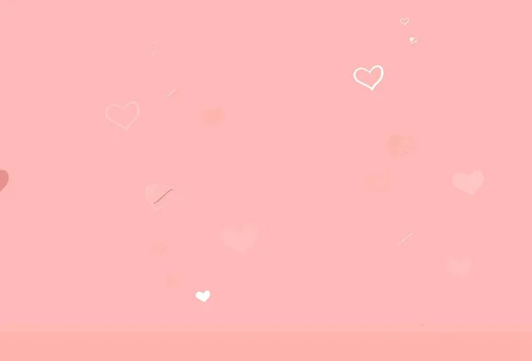 心的浅红色矢量背景 美丽的庆祝风格的心脏在抽象的图解 情人节广告的模式 小册子 — 图库矢量图片