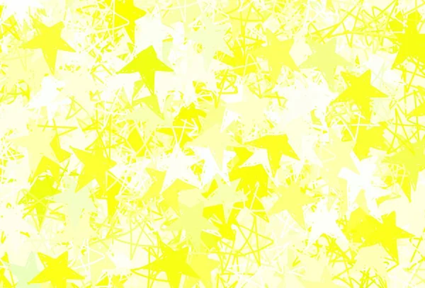 Luz Verde Amarillo Vector Telón Fondo Con Estrellas Pequeñas Grandes — Vector de stock