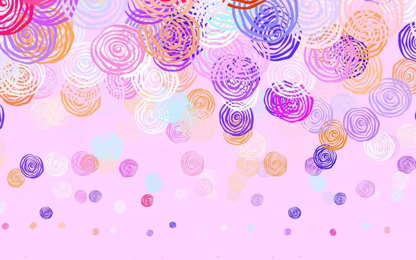 Світло Блакитний Жовтий Векторний Каракулі Шаблон Трояндами Ілюстрація Різнокольоровими Абстрактними — стоковий вектор