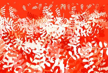 Açık Turuncu vektör arka planı yapraklarla karalıyor. Parlak renkli çizimler ve karalama tarzında yapraklar. İş tasarımınız için yepyeni bir tarz.